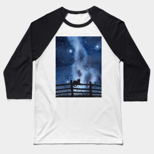 Night full of Sky Watercolor Galaxy Painting Baseball T-Shirt